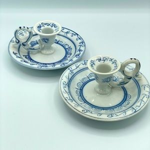 Ming Dynasty Porcelain Candle Holders Vintage